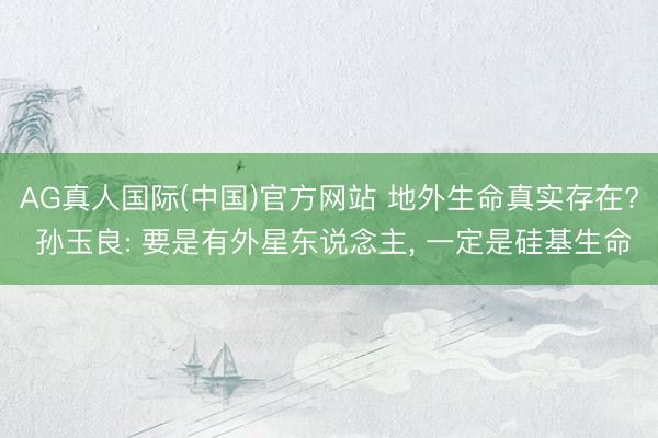 AG真人国际(中国)官方网站 地外生命真实存在? 孙玉良: 要是有外星东说念主， 一定是硅基生命