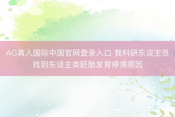 AG真人国际中国官网登录入口 我科研东谈主员找到东谈主类胚胎发育停滞原因