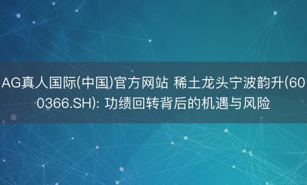 AG真人国际(中国)官方网站 稀土龙头宁波韵升(600366.SH): 功绩回转背后的机遇与风险
